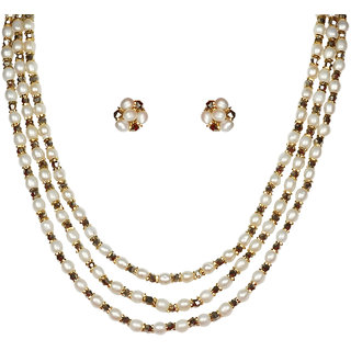 Nisa Pearls White Coloured Gold Plated Necklace (Design 71)