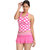 Stirring Cut Sleeve Ruffled Halter Neck, Skirted Bottom Pink Tankini-Beach Dress
