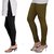 Stylobby Black And Olive Cotton Lycra (Pack Of 2 Leggings)