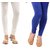 Stylobby White And Blue Cotton Lycra (Pack Of 2 Leggings)