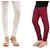 Stylobby White And Maroon Cotton Lycra (Pack Of 2 Leggings)
