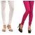 Stylobby White And Pink Cotton Lycra (Pack Of 2 Leggings)