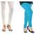 Stylobby White And Sky Blue Cotton Lycra (Pack Of 2 Leggings)