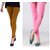 Stylobby Mustard And Baby Pink Cotton Lycra (Pack Of 2 Leggings)