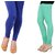 Stylobby Blue  Light Green Cotton Lycra Plain Legging