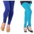 Stylobby Blue And Sky Blue Cotton Lycra (Pack Of 2 Leggings)
