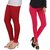 Stylobby Red And Hot Pink Cotton Lycra (Pack Of 2 Leggings)