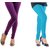 Stylobby Purple And Sky Blue Cotton Lycra (Pack Of 2 Leggings)