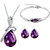 Cyan bow style purple crystal pendant set and bracelet combo for women
