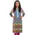 ONLYKurtis Black and Grey Cotton Kurti In Geometric Print With Resham Embroidery On Shoulders And Neck