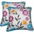 Lushomes Flower Print Cotton Cushion Covers (Size 16 x 16) Pack of 2