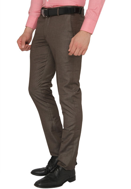 Buy DONEAR NXG Coffee Coloured Flat Front Casual Mens Trousers at Amazonin