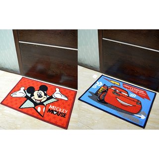 Disney Athom Trendz Small Doormat Set Of 2 Mickey Mouse And Cars