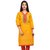 VALAS Womens Cotton Embroidered Orange Long Kurti