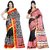Black,Red Geometric Printed Dupion Silk Saree With Blouse (Combo Of 2)
