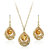 Cyan waterdrop golden pendant set and watch combo for women