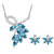 Cyan leaf style blue pendant set and bracelet combo for women