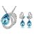Cyan Feather style blue pendant set and bracelet combo for women
