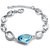 Cyan bow style blue crystal pendant set and bracelet combo for women