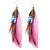 Pink Funky Beaded Feather Earrings - 853.1
