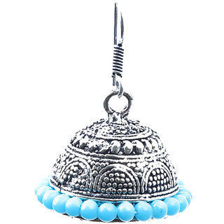 Round Blue Jhumki Earring