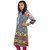ONLYKurtis Black and Grey Cotton Kurti In Geometric Print With Resham Embroidery On Shoulders And Neck