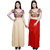 Pistaa Combo of Womens Cotton Light Beige and Red Colour Inskirt Saree petticoats