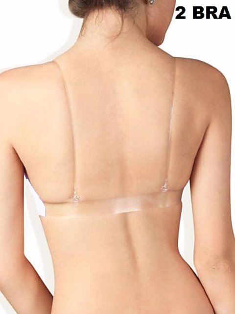 Buy Pack of 2 Backless White Bra With Transparent Back Strap