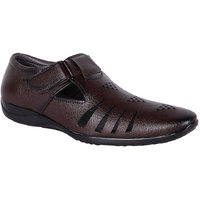 Shoeadda Men's Brown Velcro Sandals