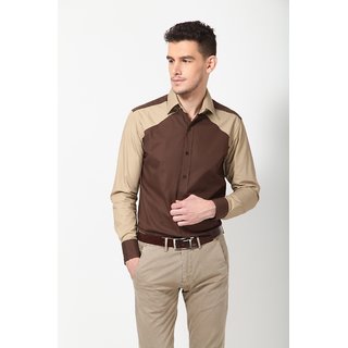 Dazzio Men's Brown Smart Casual Shirt