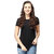 Campus Sutra Half Sleeve BrownBlue T-Shirt For Women