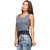 Campus Sutra Blue Sleeveless Crop top For Women