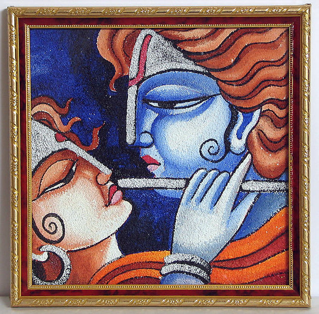 glass paintings of radha krishna outline