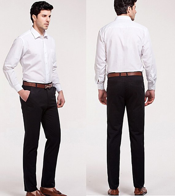 THE ONE Black Mens Formal Trousers Regular Fit Cotton Pants