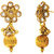 Traditional Ethnic White Floral Gold Plated Dangler Earrings with Crystals for Women by Donna ER30115G