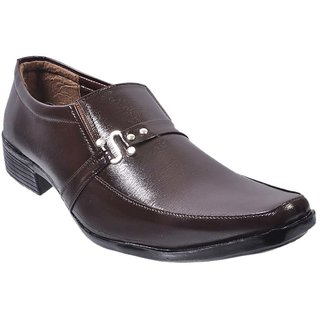 Nonch Le Brown Leather Slip On Formal Shoes Men(NCL0137MS)