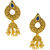 Anuradha Art  Antique Golden polished Jumki Earrings With Beautifully Blue Stone