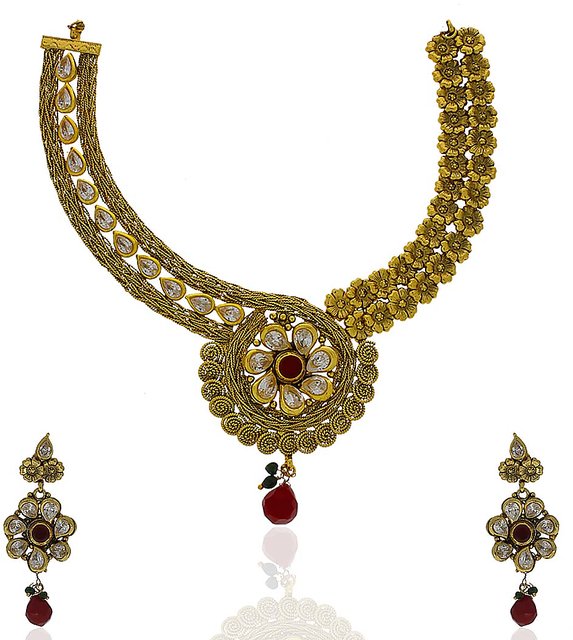 Anuradha Art Maroon-Green Combination Three Layers With Sparkling Stones Of Wonderful Necklace Set For Girls Women