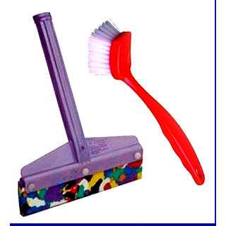 Combo Of Heavy Duty Kitchen Wiper & Kitchen Sink Cleaner Brush - 91918914