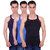 Odoky Mens Navy,Royal BlueBlack Gym Vest-Pack of 3