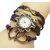 GirlZ! One Direction multilayer leather Double Heart bracelet with watch - Brown