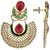 The Jewelbox Gold Plated Pearl Red And Green Chaand Bali Earring