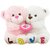 Tabby Toys Beautiful Couple Teddy With Heart-35 cm (Pink  White)