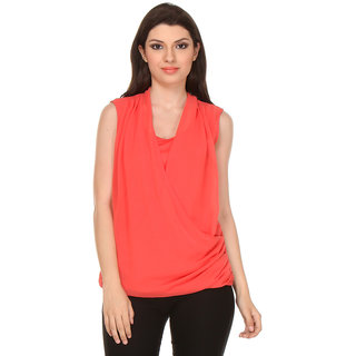                       Oyshi Womens Wrap Top (CL1001L, Coral, Large)                                              