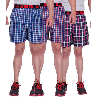 Buy LASER Multicolor Checks Boxers For Men (Pack Of 3) Online @ ₹549 ...