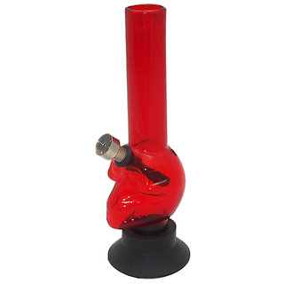 Moksha 8 Inch Transparent Red Acrylic Mini Hookah Bong / Waterpipe. Od-3cm