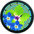 AE World Blue Floral Wall Clock (With Glass)