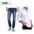 Grahakji Men's White & Blue Regular Fit Jeans