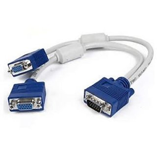 VGA Y Splitter Cable Male 2 Female - Connect 2 Monitor Into 1 VGA