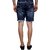 3Concept Cotton Dark Blue Solid Denim Shorts For Men